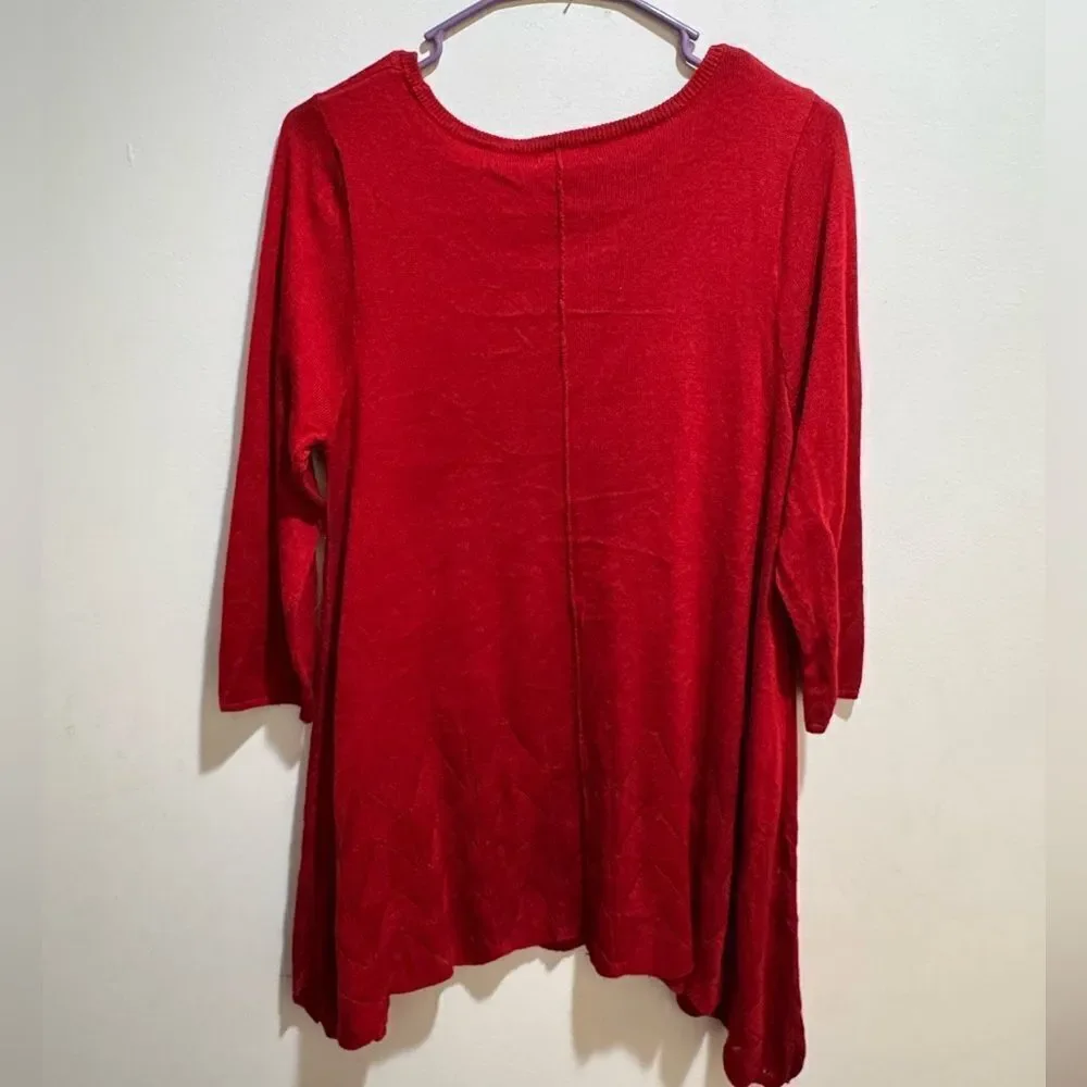 HANNAH Asymmetrical Tunic Sweater with Crochet Detail Medium
